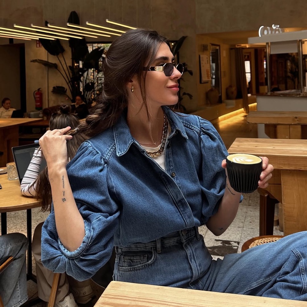 Zara Blue Denim Blouse
